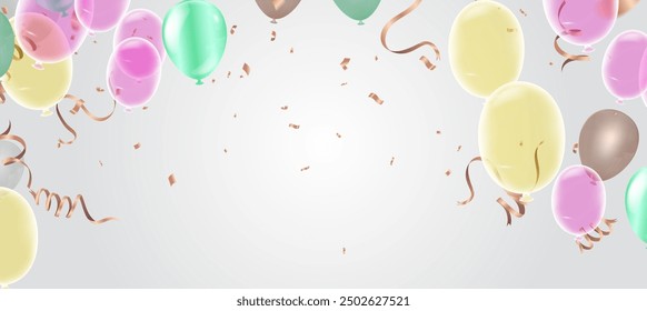 Party balloons Funky Hipster Party Tinsel Vector Foil Confetti Cool Foil Border Fireworks Explosion, Blast, Burst, New Year, Christmas, Birthday Celebration. Winter Holidays Blue, 
