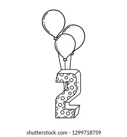 party balloons helium with candle number two