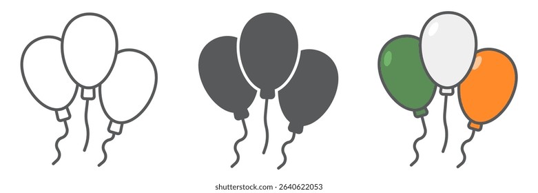 Party balloons icon collection, St. Patricks day date and holiday, balloon vector icon set, vector graphics, editable stroke outline sign, eps 10