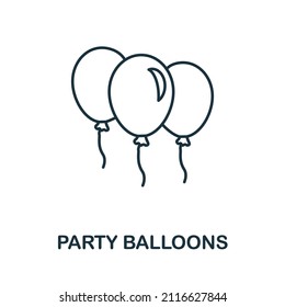 Party Balloons icon. Line element from party icon collection. Linear Party Balloons icon sign for web design, infographics and more.