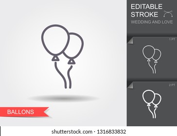 Party balloons. Line icon with editable stroke. Linear event symbol