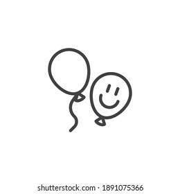 Party balloons line icon. linear style sign for mobile concept and web design. Balloon smile outline vector icon. Symbol, logo illustration. Vector graphics