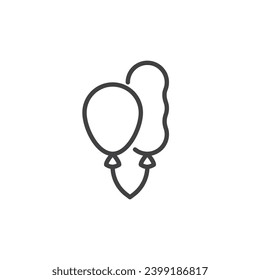 Party balloons line icon. linear style sign for mobile concept and web design. Air Balloon outline vector icon. Decorations symbol, logo illustration. Vector graphics
