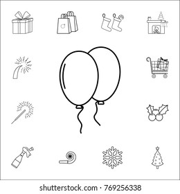 Party balloons line icon. Set of Christmas and New Year icons. Signs, outline symbols collection, simple thin line icons for websites, web design, mobile app on white background