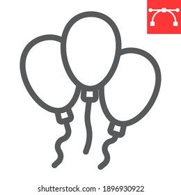 Party balloons line icon, St. Patricks day date and holiday, balloon vector icon, vector graphics, editable stroke outline sign, eps 10