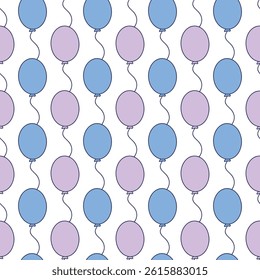 Party balloons. Seamless vector pattern for fabric design, wrapping paper, wallpapers.  Hand drawn.