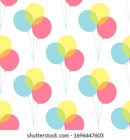 Party balloons simple vector pattern isolated on white background