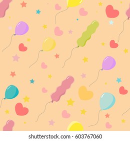 Party balloons in the sky - seamless background. Print. Repeating background. Cloth design, wallpaper.