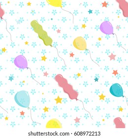 Globos de partido en el cielo - fondo fluido. Imprimir. Fondo de repetición. Diseño de tela, papel pintado.