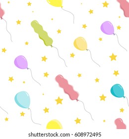 Globos de partido en el cielo - fondo fluido. Imprimir. Fondo de repetición. Diseño de tela, papel pintado.