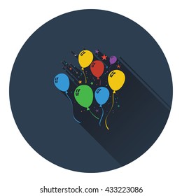 Party balloons and stars icon. Flat design. Vector illustration.