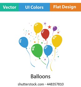 Party balloons and stars icon. Flat color design. Vector illustration.