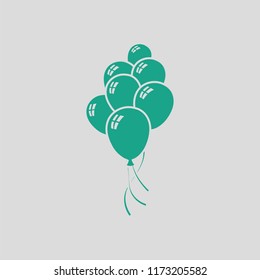 Party balloons and stars icon. Gray background with green. Vector illustration.