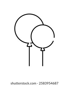 Party Balloons with Sticks Icon Isolated Vector