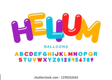 Party balloons style font design, helium balloons alphabet letters and numbers vector illustration