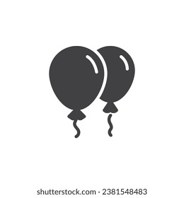 Party balloons vector icon. filled flat sign for mobile concept and web design. Two balloons glyph icon. Symbol, logo illustration. Vector graphics