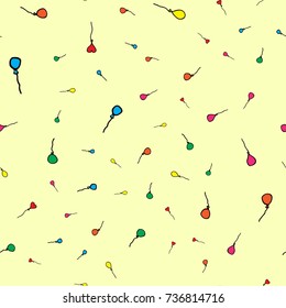 Party baloon seamless pattern. Cartoon balloons celebration on yellow background. Flat design Vector Illustration