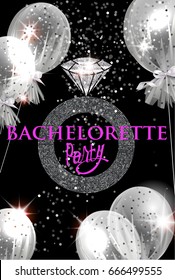 party banner with abstract ring and air balloons covered with transparent cloth. Vector illustration. bachelorette party