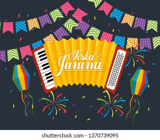 party banner with accordion to festa junina