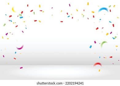 Party Banner Background With Colorful Tiny Confetti. Congratulations. Celebration. Vector