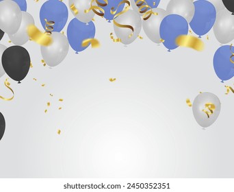 Party banner with blue balloons background. grand Opening Card luxury greeting rich	