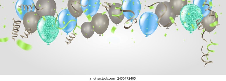 Party banner with blue balloons background. grand Opening Card luxury greeting rich	