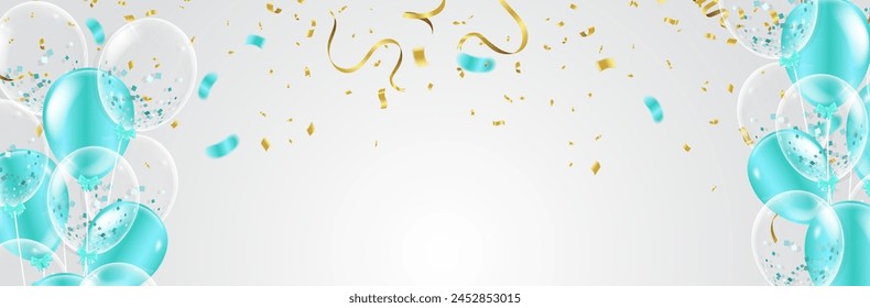 Party banner with blue balloons background. grand Opening Card luxury greeting rich	