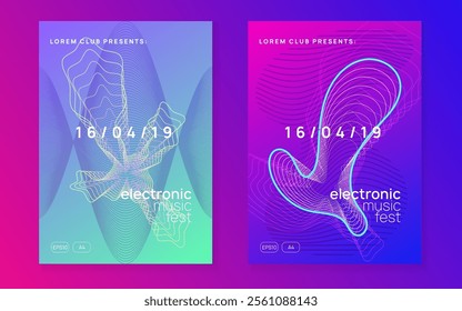 Party Banner. Blue Night Club Flyer. Sound Design. Trance Cover. Psychedelic Radio Invitation. Green Fest Magazine. Discotheque Festival Element. Violet Party Banner