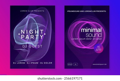 Party Banner. Discotheque Event. Green Night Club Poster. Pink Dj Background. Psychedelic Audio Invitation. Music Trance Graphic. Electro Invite. Violet Party Banner