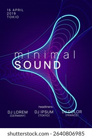 Party Banner. Electro Invite. Violet Dj Event. Dance Trance Graphic. Blue Discotheque Flyer. Soundwave Beat Invitation. Sound Poster. Pink Party Banner