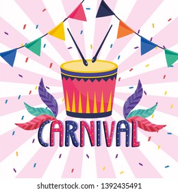 party banner with feathers and drum to festival