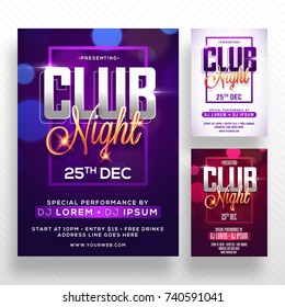 Party Banner or Flyer with three color concepts.