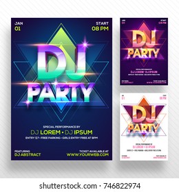 Party Banner or Flyer with three color concepts.