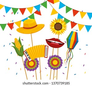 party banner with hat and flowers to festa junina