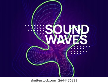 Party Banner. Pink Sound Background. Soundwave Radio Illustration. Music Electro Element. Blue Techno Set. Concert Vector. Discotheque Event. Green Party Banner