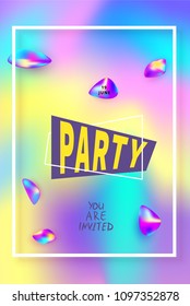 Party banner. Vertical event flyer for holiday desjgn with frame and decorative elements. Vector illustration.