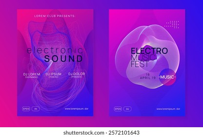 Party Banner. Violet Discotheque Background. Dj Set. Electronic Audio Illustration. Blue Night Club Flyer. Edm Electro Graphic. Trance Vector. Green Party Banner