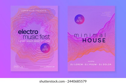 Party Banner. Violet Music Background. Electro Cover. Sound Concert Element. Nightclub Radio Illustration. Night Club Event. Green Fest Design. Blue Party Banner