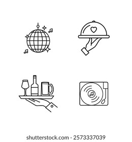 party and bar icon set