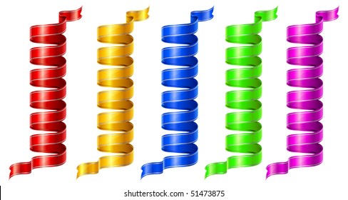 Party beautiful color streamers, decoration vector illustration.