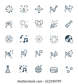 Party and birthday celebration vector icon set. Outline icon collection.