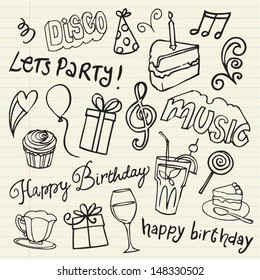 Party & birthday icon doodle vector