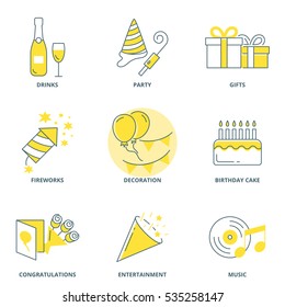 Party and birthday vector icons set