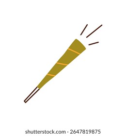 Party blower, festive loud sound horn. Striped paper noisemaker, birthday celebration accessory for holiday fun. Noise-maker for blowing. Flat vector illustration isolated on white background