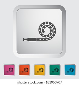 Party blower. Single flat icon on the button. Vector illustration.