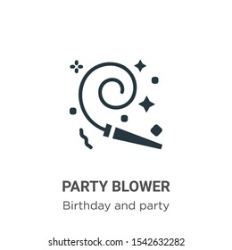 Party blower vector icon on white background. Flat vector party blower icon symbol sign from modern birthday and party collection for mobile concept and web apps design.