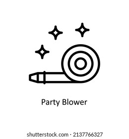 Party Blower vector outline icon for web isolated on white background EPS 10 file