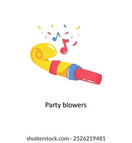 Party blowers doodle vector outline Sticker. EPS 10 file