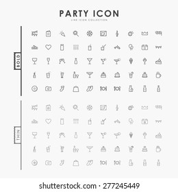 party bold and thin line icons