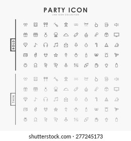 party bold and thin outline icons